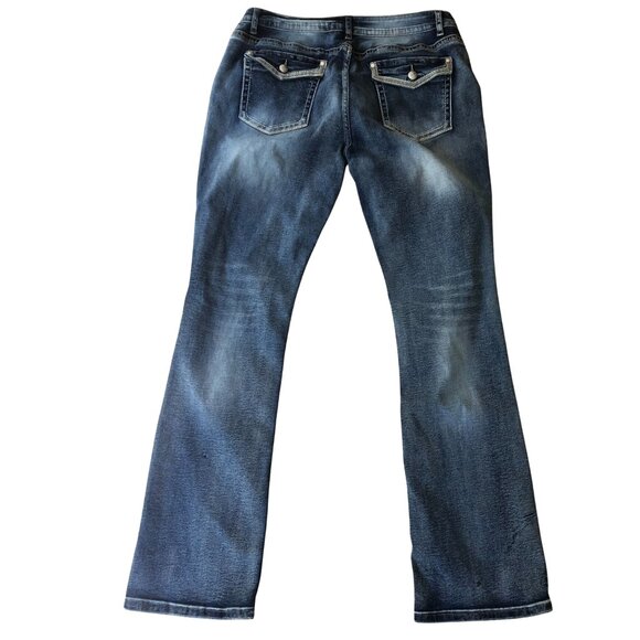 Flamingo Jeans XXL Bootcut Stretch Denim Blue Distressed Faded F Western - Picture 1 of 10